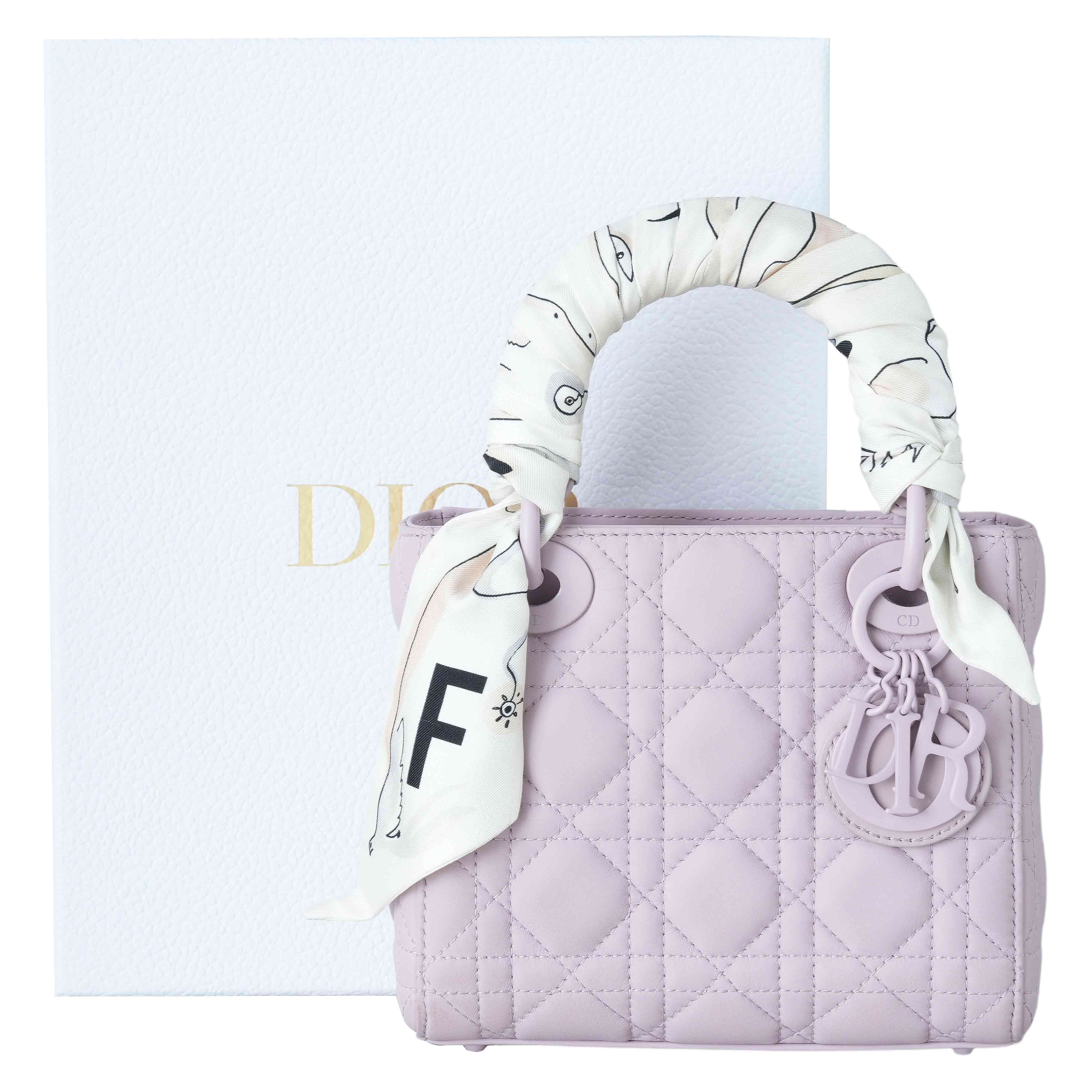 CHRISTIAN DIOR(USED)크리스찬디올 매트 까나쥬 레이디디올 미니 백& 방도